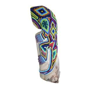 Colorful Hand-Beaded Huichol‎ Folk Art Wooden Iguana Gecko Lizard Sculpture 12"